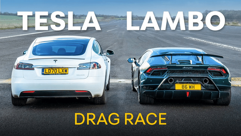 Lamborghini Huracan Performante vs Tesla Model S Performance - AutoTrader / YouTube
