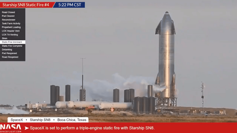 SpaceX Starship SN8 - @NASASpaceflight / Twitter