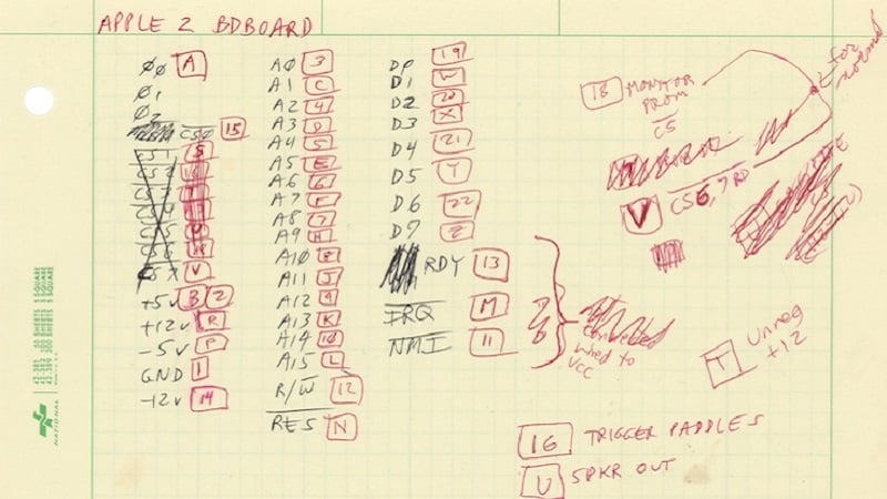 L'une des 23 pages de croquis de Steve Wozniak