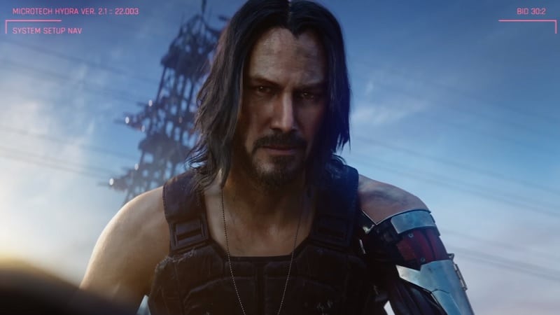 Johnny Silverhand interprété par Keanu Reeves dans Cyberpunk 2077