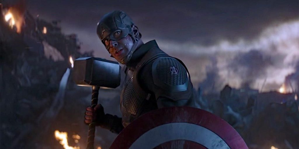 captain america avengers endgame disney mcu marvel chris evans réaction mjolnir thor mjölnir