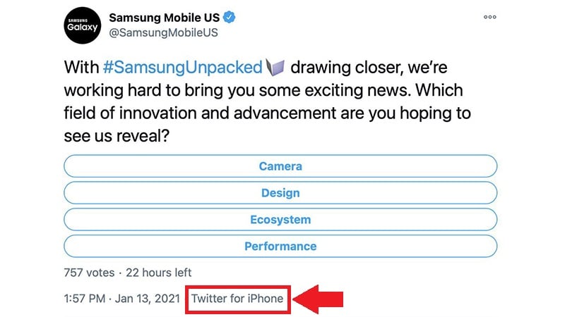Samsung tweete avec un iPhone
