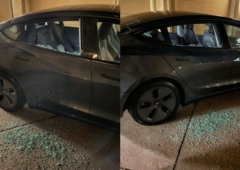 Tesla Model 3 avec une vitre cassée
