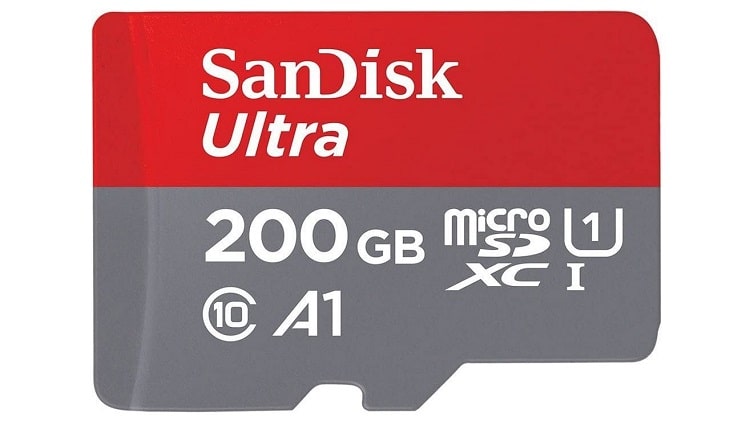 Image 1 : Carte mémoire MICROSDHC SANDISK ULTRA 200 GO à 26,99 € chez Amazon