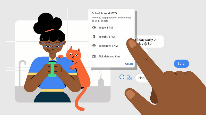 Image 1 : Google Messages : comment planifier l'envoi d'un SMS ?