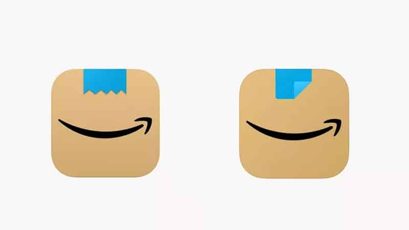 L'ancien logo problématique à gauche et le nouveau logo d'Amazon à droite