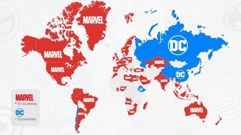 Foto 2: a Marvel é mais famosa do que DC, de acordo com um novo estudo