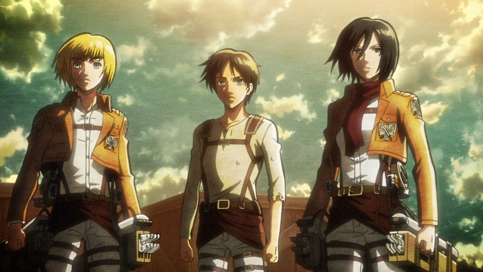 shingeki no kyojin ep 11 armin mikasa and eren