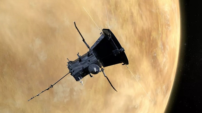 Représentation de la sonde Parker Solar Probe à proximité de Vénus