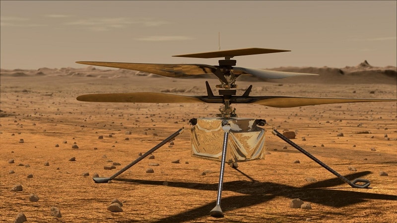 Concept de l'hélicoptère Ingenuity sur Mars