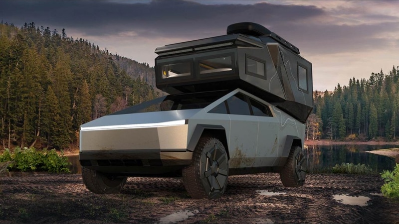 Image 1 : Le Tesla Cybertruck en mode camping-car de luxe, c’est possible !