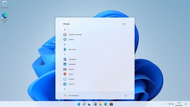 Le menu Démarrer de Windows 11