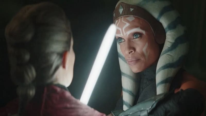 Ahsoka demandant à Morgan Elsbeth ou se trouve le Grand Amiral Thrawn. Crédit : Lucasfilm/Disney+