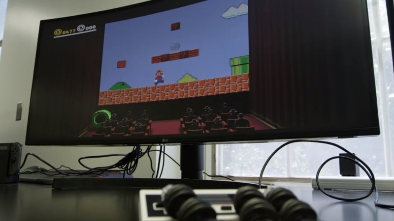 Image 1 : Super Mario Bros. : une main robotique termine le premier niveau du jeu NES