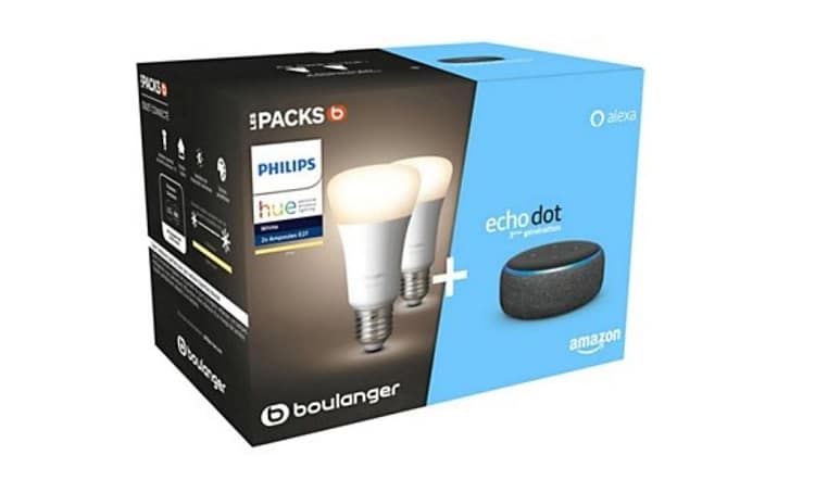 Image 1 : Le pack Echo Dot 3 + 2 ampoules Hue White Philips est à 39,99 €