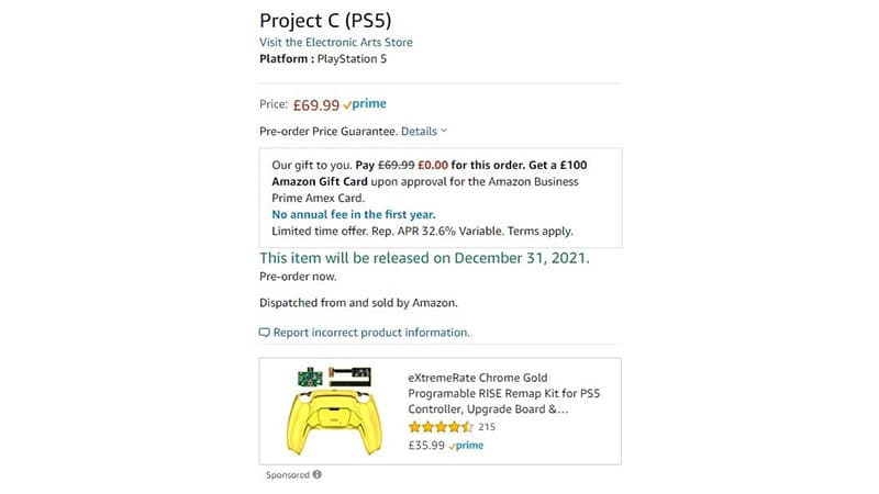 Le jeu Project C pour la PS5 sur Amazon