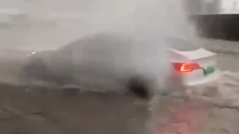 Une Tesla Model 3 dans les inondations en Chine