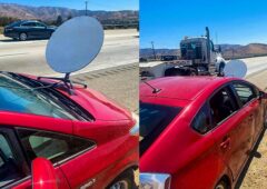 Toyota Prius avec une antenne Starlink