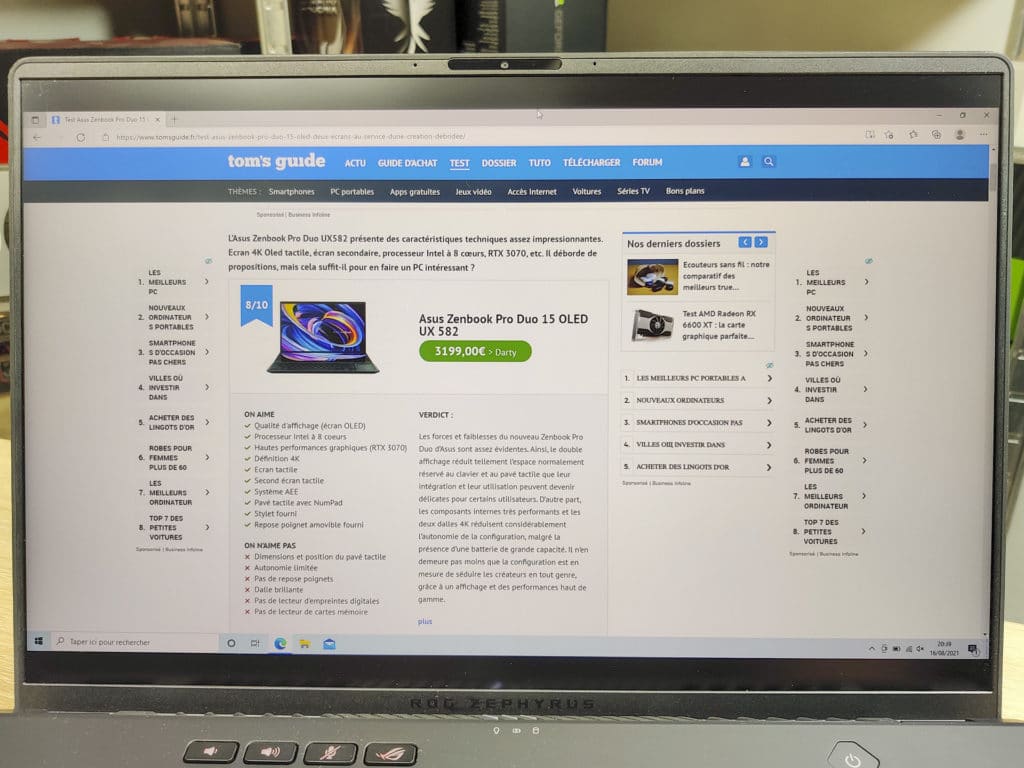 Asus ROG Zephyrus M16 écran