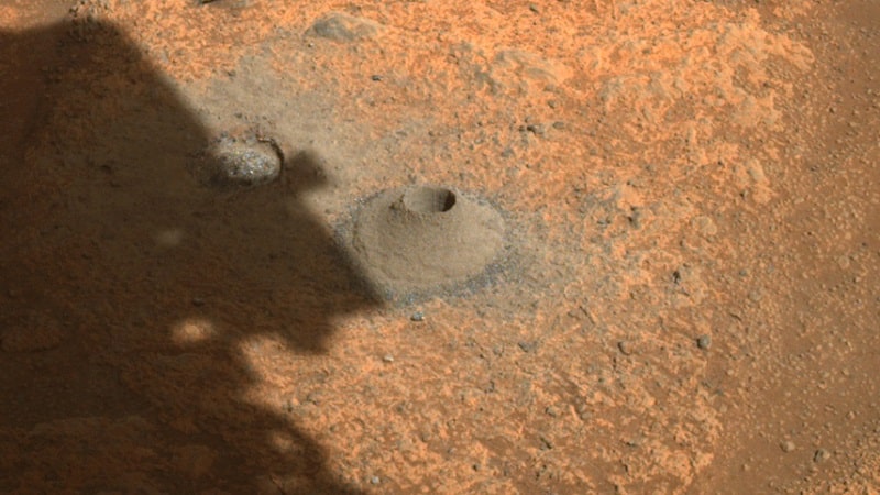 Le forage effectué par le rover Perseverance sur Mars