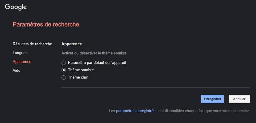 Comment activer le mode sombre sur Google Search ?