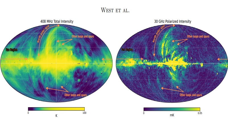 Carte électromagnétique de l’éperon polaire nord - Crédits : J. West et al., arXiv, 2021