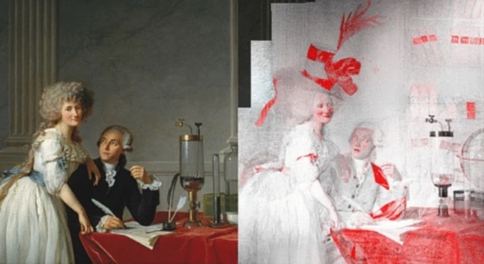 Image 1 : Le tableau des Lavoisier par David en cache un autre beaucoup moins flatteur