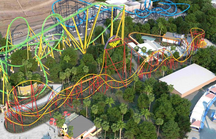 six flags wonder woman rollercoaster concept art 1