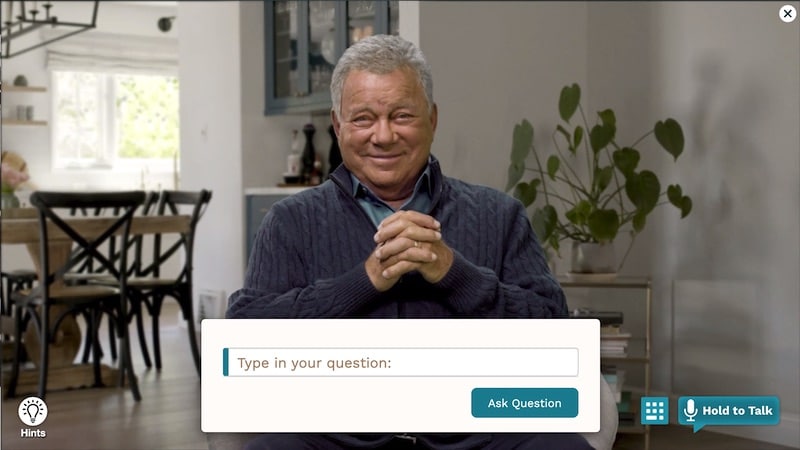 William Shatner répond à plus de 1 600 questions sur sa carrière et son enfance sur StoryFile Life (Crédits image : StoryFile)