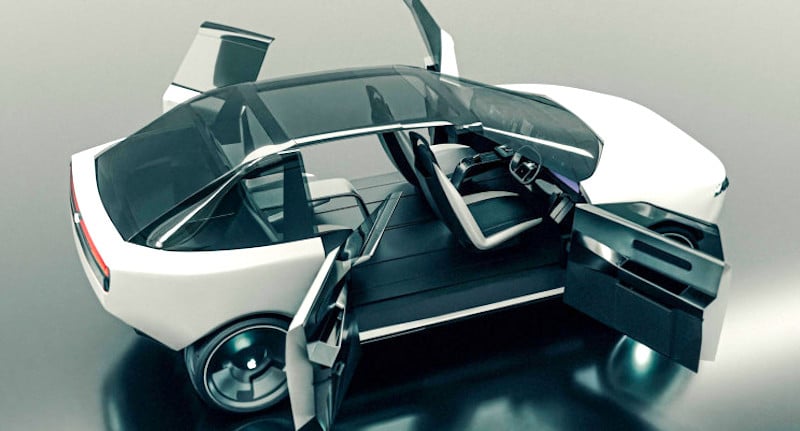 Le rendu 3D de l’Apple Car imaginé par le service anglais de leasing Vanarama (Crédits image : Vanarama)