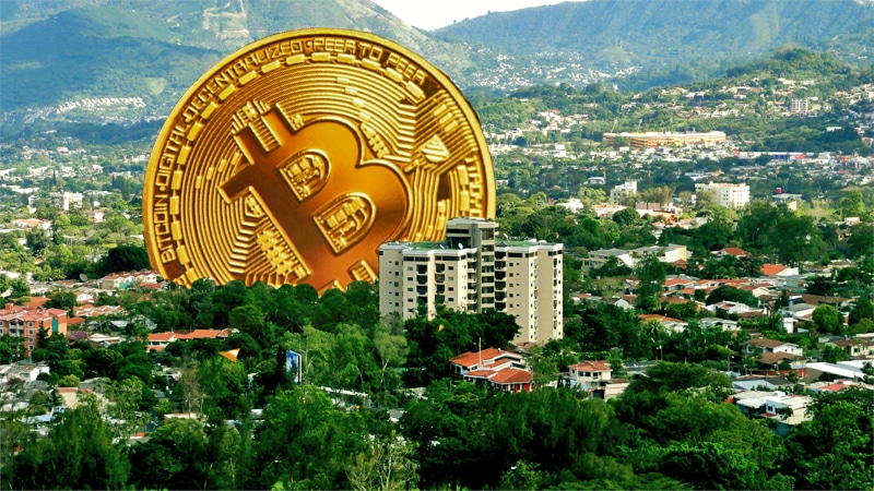 Montage illustrant la ville Bitcoin, le pari du président salvadorien - Crédits : wikimedia