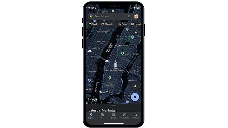 Le mode sombre de Google Maps sur iOS