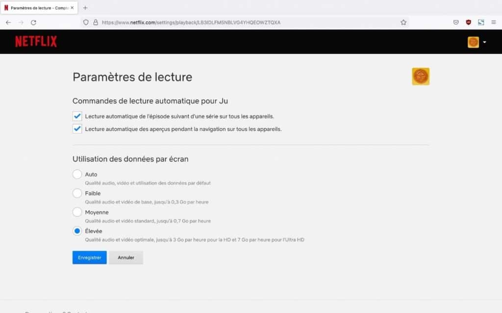 Changer la qualité vidéo sur Netflix. Crédits : Netflix