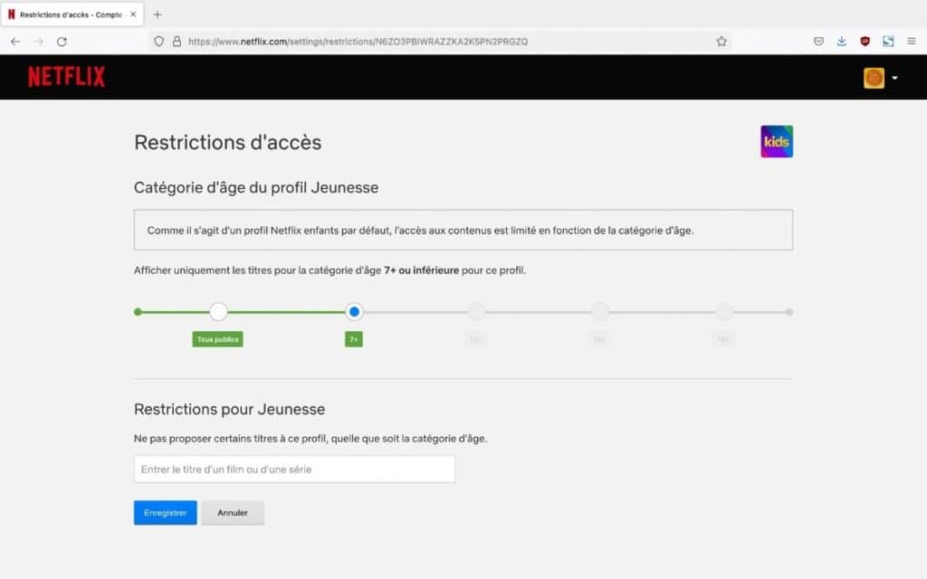 Contrôle parental sur Netflix. Crédits : Netflix