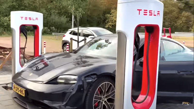 tesla supercharger porsche taycan