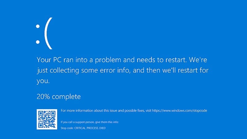 L'écran bleu de la mort de Windows