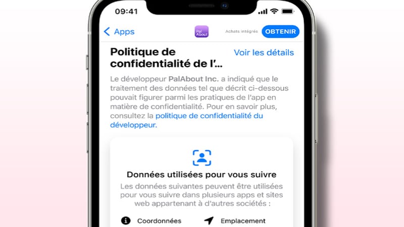 Vue d'un écran d'iPhone accédant à la Confidentialité des apps - Crédits : Apple