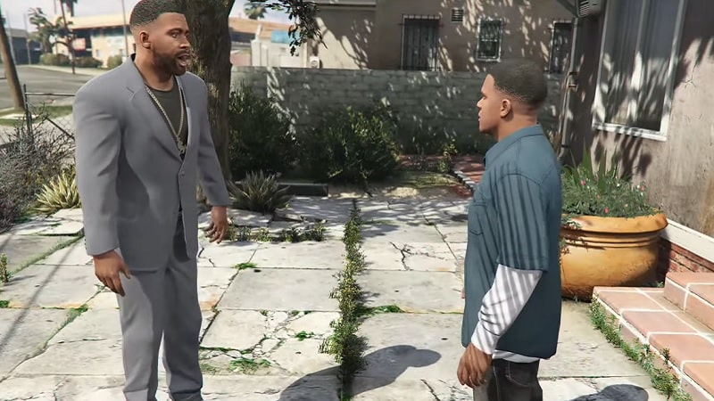 Franklin se moque de lui-même en plus jeune dans GTA 5