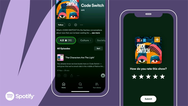 Spotify introduces Podcast Ratings - Credits: Spotify