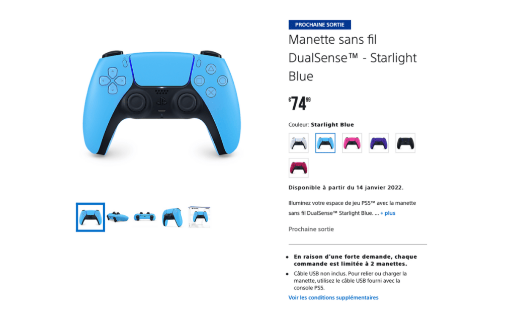 La nouvelle manette PS5 DualSense Starlight Blue est disponible en