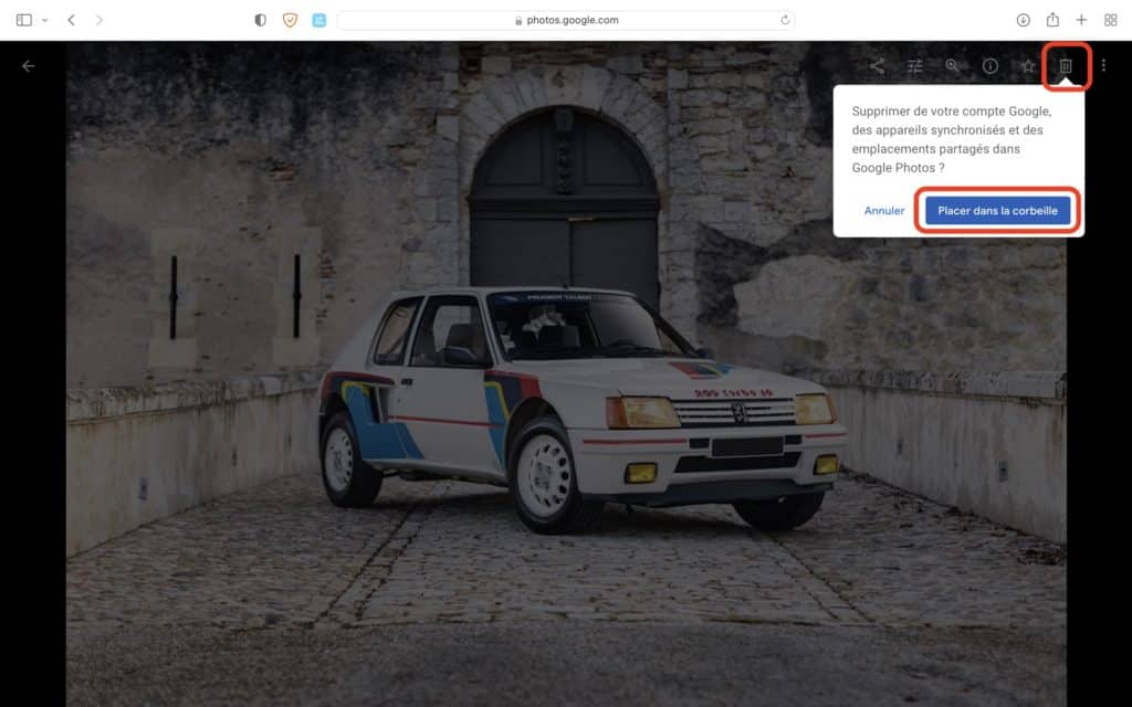 Supprimer photo Google Photos