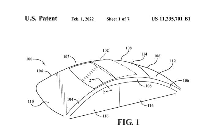 Schéma du toit panoramique intelligent d'Apple