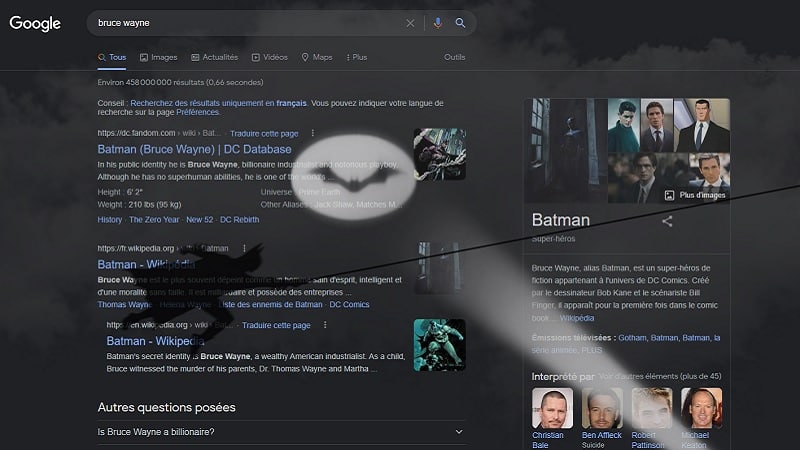 L'easter egg de Batman dans Google