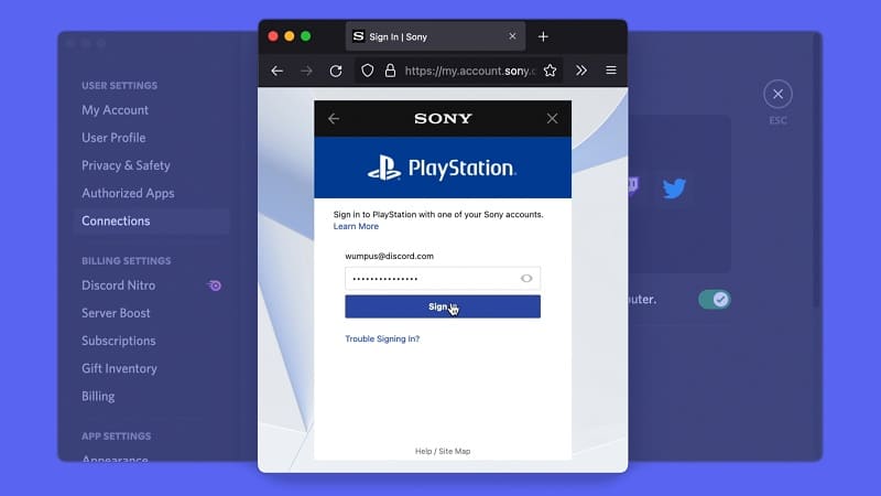 Connectez-vous à votre compte PSN depuis la fenêtre qui s'ouvre