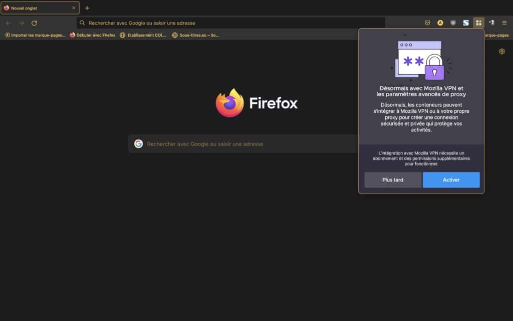 Firefox VPN + multicompte