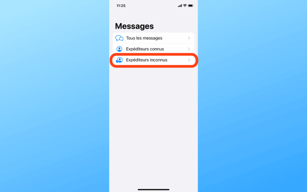 Filtrer messages inconnus iPhone