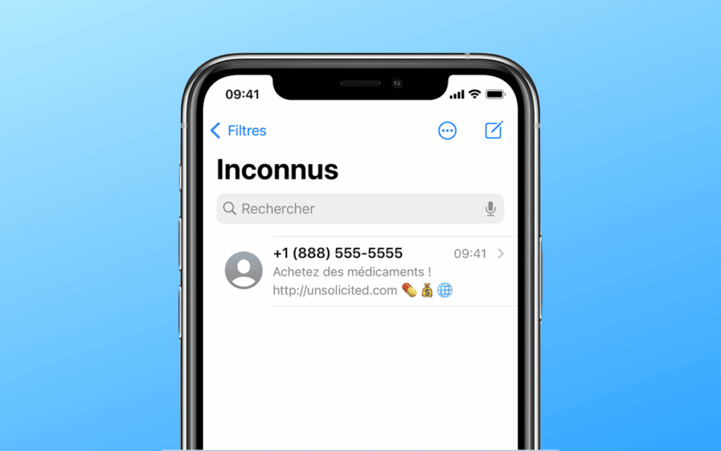 Filtrer messages inconnus iPhone