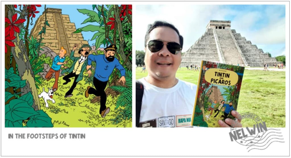 Image 1 : Il se photographie aux quatre coins du globe dans les pas de Tintin