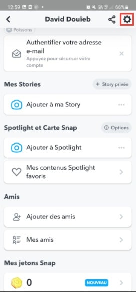 Paramètres Snapchat