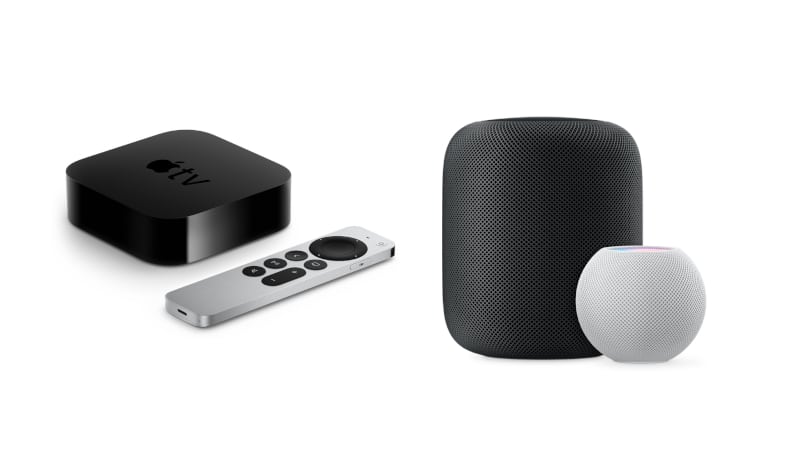 Une combinaison entre Apple TV, HomePod et HomePod Mini - Crédits : Apple